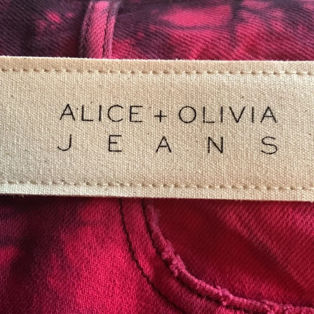 Alice + Olivia Pink and Black Straight Leg Jeans - Picture 9 of 11